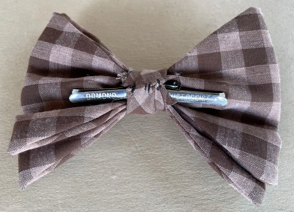 ORMOND Royal BOW TIE Lot 3 Vintage 1950s Large PLAID Checkered 5" CLOTH Clip-On - Image 4 of 4