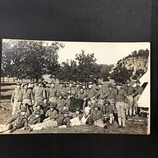 WW1 US Troops Training at Outdoor Mess Military Photo Postcard Post Card