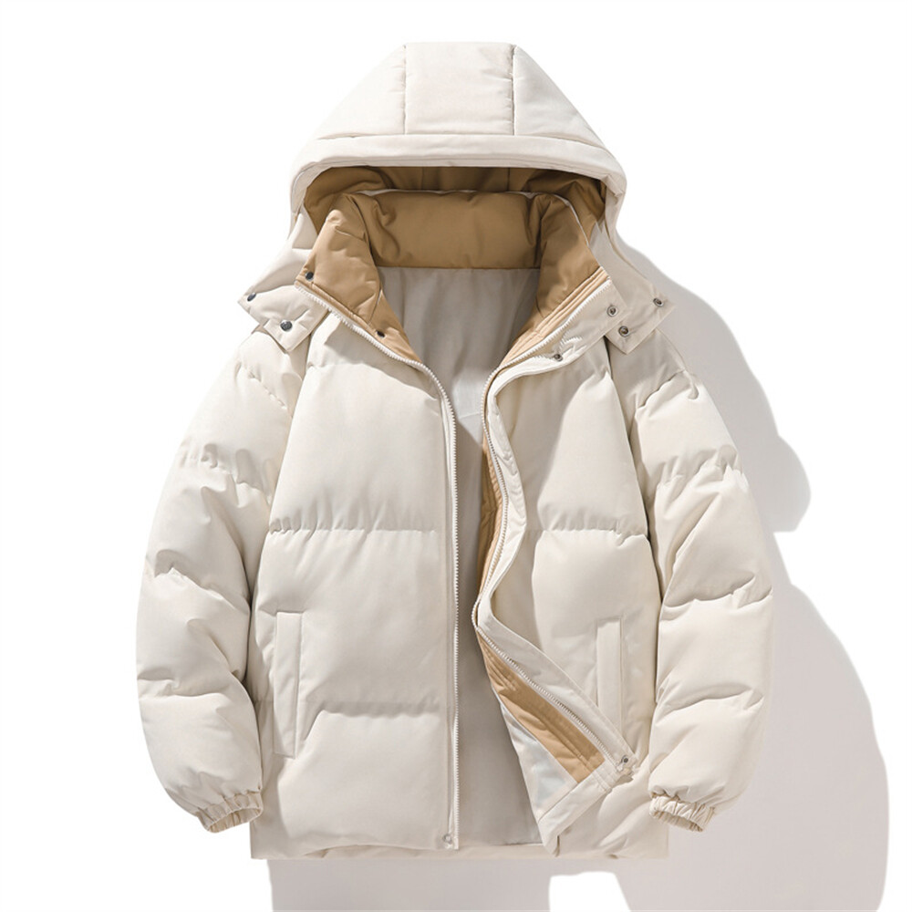 Men's Warm Winter Cotton Padded Jacket Short Bubble Jacket Casual Zipper Coat