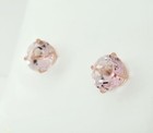 GENUINE 2.08 Cts MORGANITE STUD EARRINGS 14K ROSE GOLD - Free Certificate - NWT — photo 3