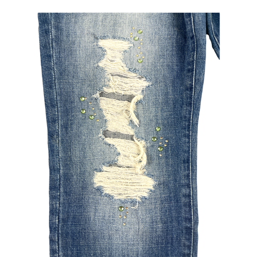 Abercrombie Kids - Girls Distressed & Jeweled Low-Rise Boyfriend Jeans - 28x27 - Picture 5 of 10
