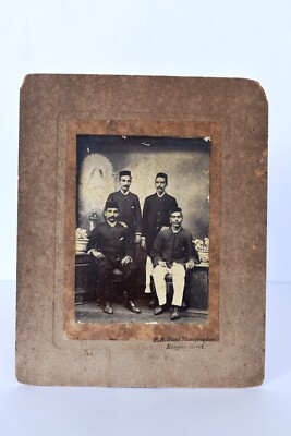 Antique Photograph Indian Parsis Or Parsees Portrait Group Photo Of Four Brother