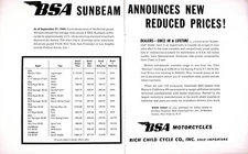 1949 BSA Sunbeam Rich Child Cycle Company - 2-Page Vintage Motorcycle Ad