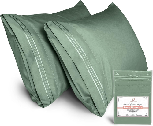 Standard/Queen Size Pillow Cases Set of 2-1800 Thread Count Egyptian Quality Mic