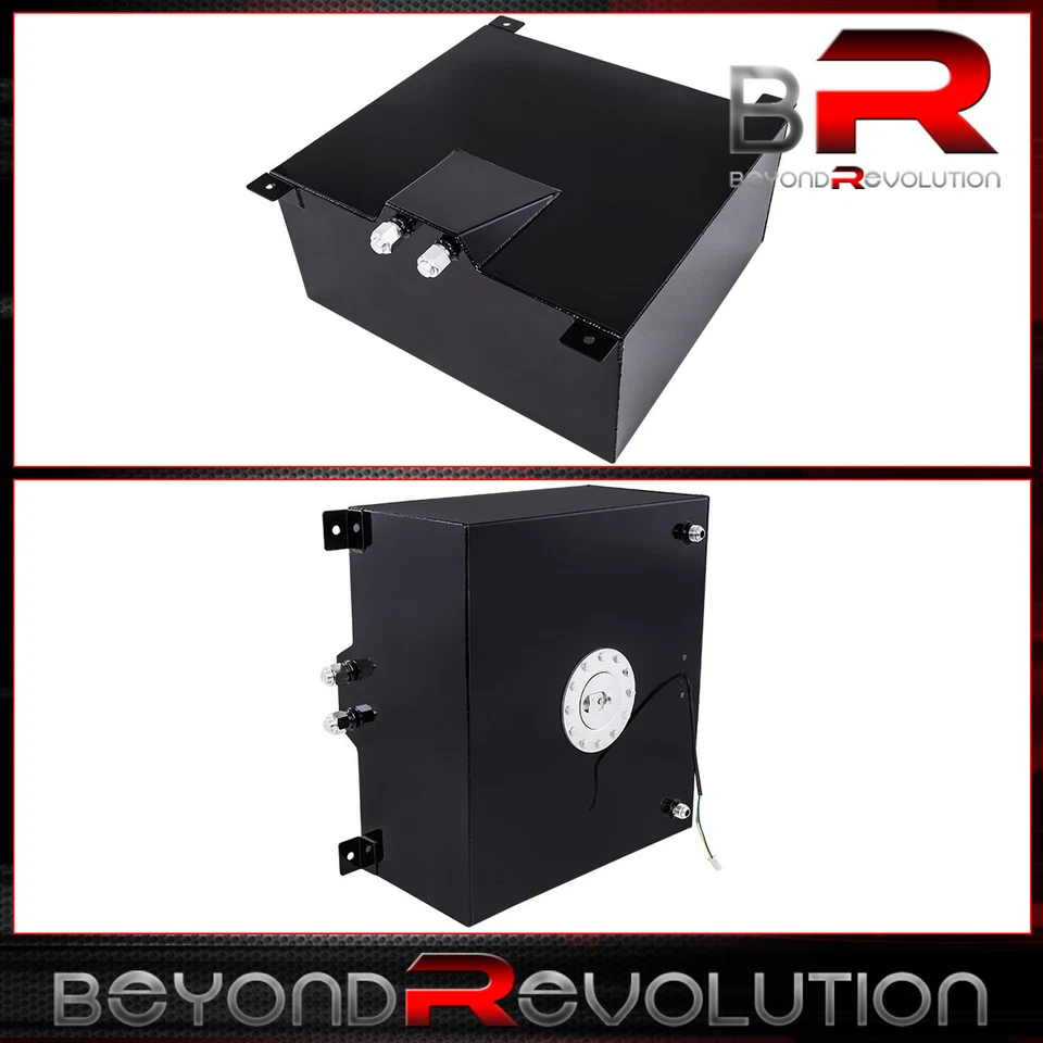 Black Aluminum Fuel Cell Tank W/ Chrome Cap & Level Gauge 50 Liter / 13 Gallon Foto 2 de 4