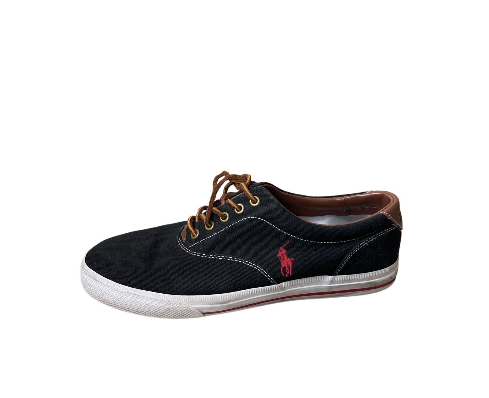 Sneakers da barca uomo Polo Ralph Lauren nere in pelle con logo pony Vaughn taglia US 13