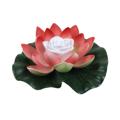 LED Waterproof Floating Lotus Light Flower Lamp Pond Pool Decor (Red)