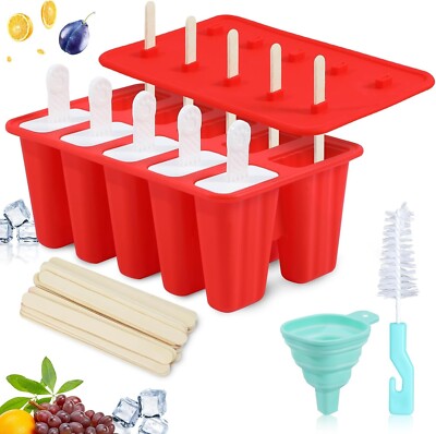 Silicone Popsicle Molds 10-cavity DIY Ice Pop Mold for Kids Adult Teens BPA Free