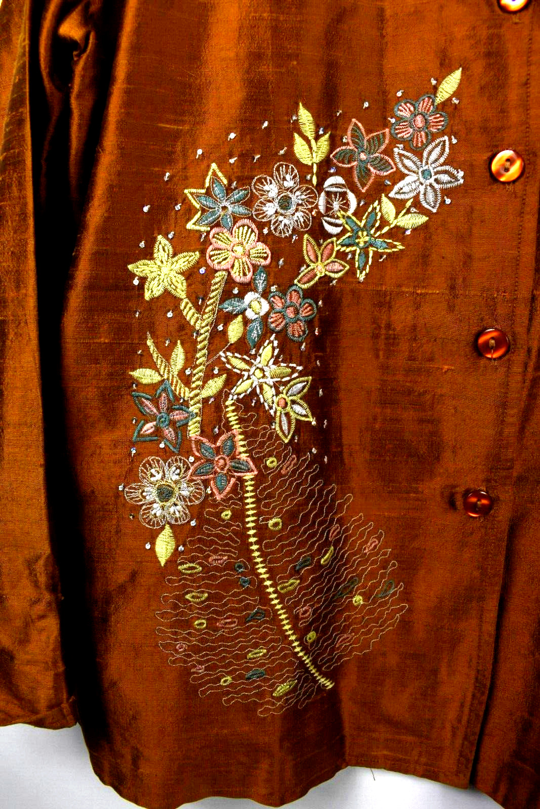 Coldwater Creek Women's Large Blouse Gold Floral … - image 4