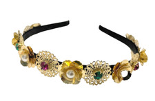 Stunning Baroque Rhinestone Flower Metal Headband Headpiece Tiara