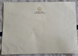 LARGE UNUSED ENVELOPE " THE MILITARY OFFICE OF HIS MAJESTY THE KING " JORDAN