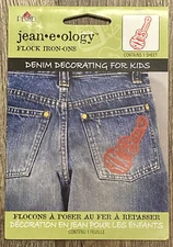 Plaid Jean-e-ology Flocked Iron-on Transfer Sixties Music Red Guitar 