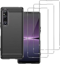 Case For Sony Xperia 1 V Carbon Phone Cover & Glass Screen Protector