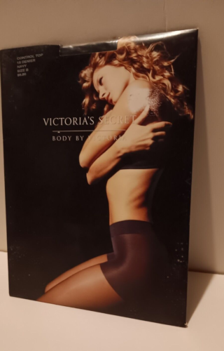 Victoria Secret Control Top BODY BY VICTORIA Sz B Navy 15 Denier