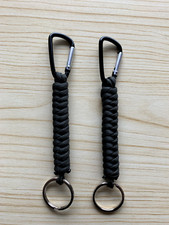 Set of 2, Survival Paracord Lanyard Keychains w/Carabiner - OD Green