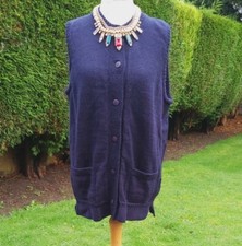 Woolovers Fishermen Guernsey Sze L Uk 14 16 Knit Wool Waistcoat Gilet Cardigan