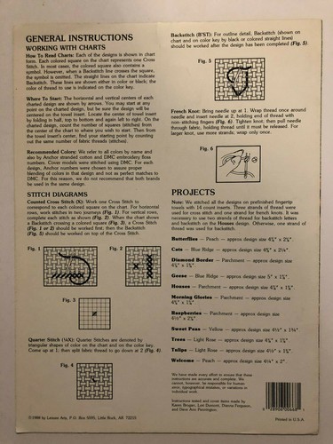 Leisure Arts JUST FINGERTIPS TOO Vintage Cross Stitch Pattern Chart Book - Picture 2 of 2