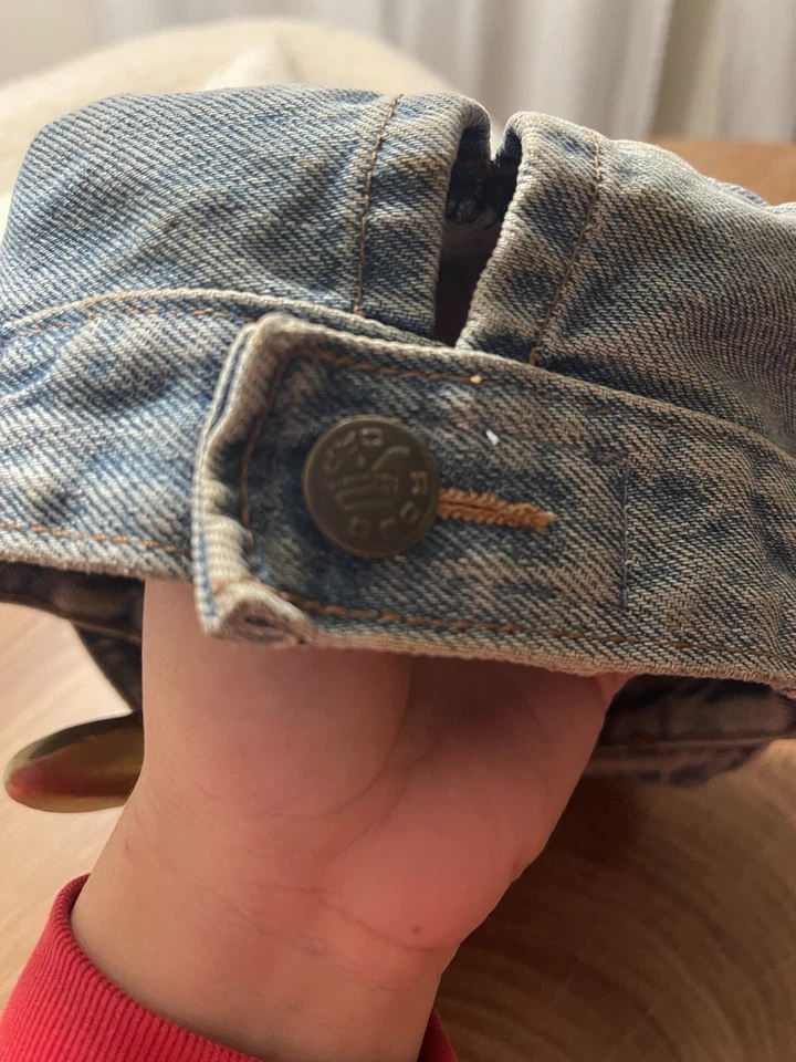 De Colección Robo Gorra Denim Motociclista Sombrero Azul Detalle Ajustable Les Industries Único 90S Foto 4 de 4