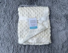 Cream Ivory Minky Satin Trim Personalized Embroidered Baby Security Blanket