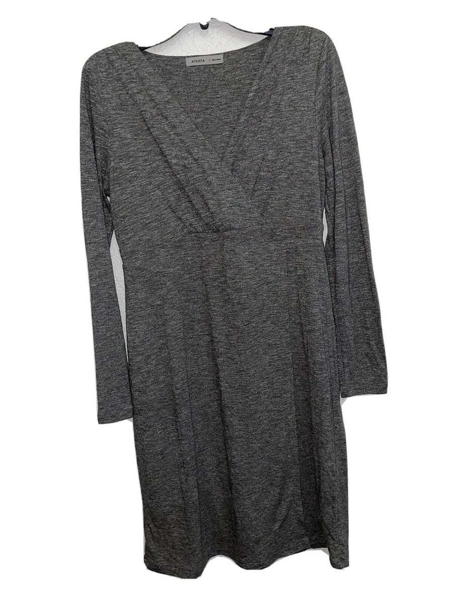 athleta grey dress Athleta Dress Women's Medium Gray Crisscross Front Long Sleeves EUC C1