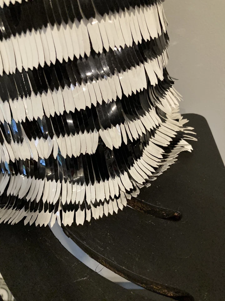 60’s 70's Disco Flower Power MOD Handbag Purse Black White Fringe Vinyl AMAZING - Image 4 of 4