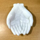 Vintage Avon Touch Of Beauty Open Hands White Milk Glass Soap Trinket Candy Dish
