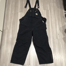 Carhartt Men's navy Canvas Cotton Work Bib Overalls R03 BLK 42x28