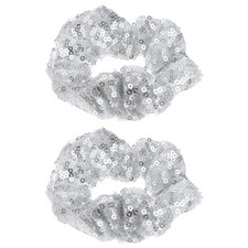 2pcs Sequin Hair Scrunchies Sparkle Elastics Hair Ties Glitter Ponytail Holde...
