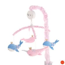 NoJo Under The Sea Whimsy Whales and Narwhals Musical Mobile - Pink and Blue