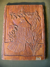 Hand Carved Grouse on a 13/16x12" x 16" Wooden Bark edged Panel-Great condition.