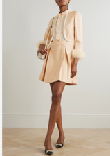 46IT - Valentino short dress in rustic silk with feathers - BNWT