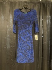Lauren Ralph Lauren Blue Abstract Print Ruched Sheath Dress