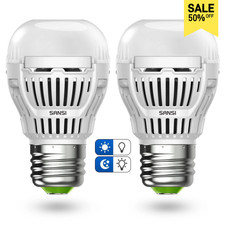 Sansi Led Light Bulbs 800lm Outdoor Dusk To Dawn 8w60w A15 5000k Daylight 2 Pcs