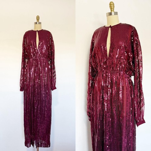 1970s Mollie Parnis Gown / Mollie Parnis / Disco Gown / Size Large