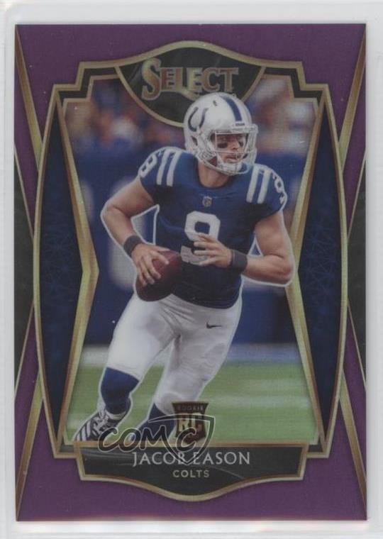 2020 Panini Select Premier Level Purple Prizm 18/75 Jacob Eason Rookie RC pe8