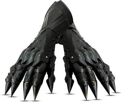 Medieval Gothic Claw Gauntlet Gloves   Full Finger Black Metal Armor Gloves