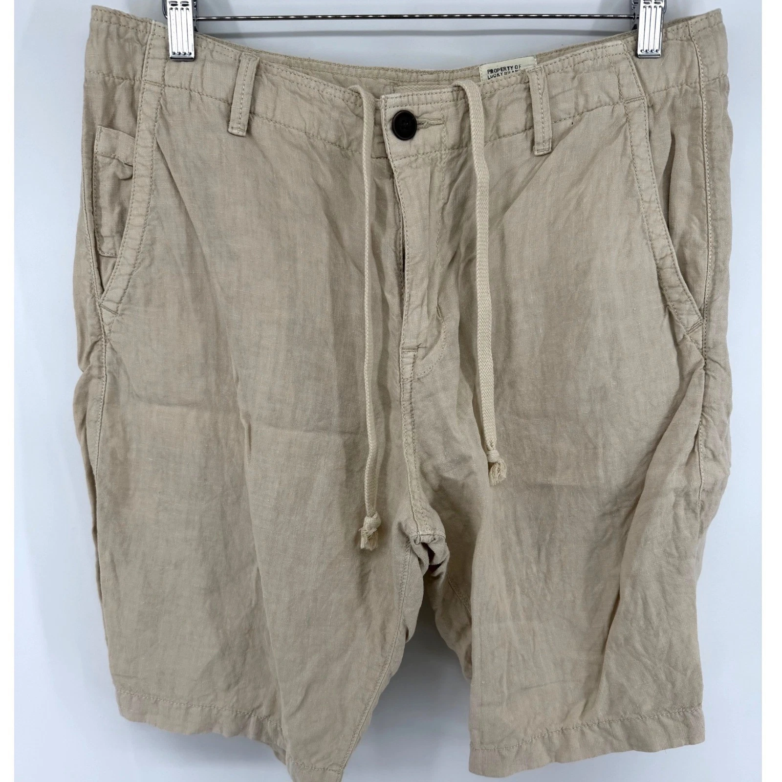 Lucky Brand Mens 100% Linen Drawstring Shorts Tan Khaki Size 34 0767
Opens in a new window or tab