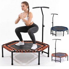 48" Gym Mini Rebounder Trampoline for Adults Fitness with Adjustable Handle Bar