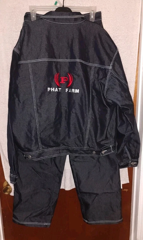 Traje de mezclilla para mujer Phat Farm vintage raro de 2 piezas talla 18 Foto 4 de 4