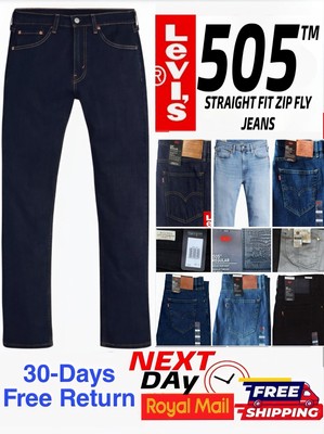 Levis 505 Herren Original Regular Straight Fit Denim Jeans Zip Fly Neu.