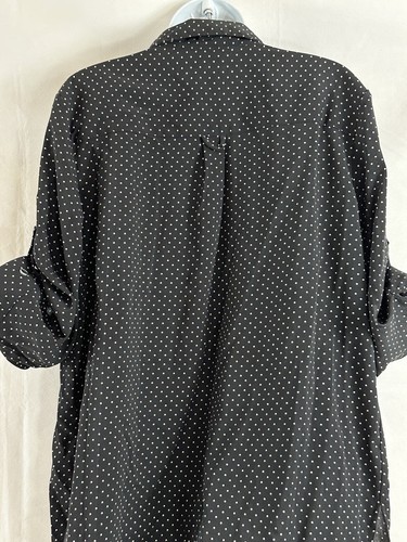 NWTs Notation Size XL Black White Polka Dot Button Blouse Collar 3/4 Tab Sleeve - Picture 17 of 23