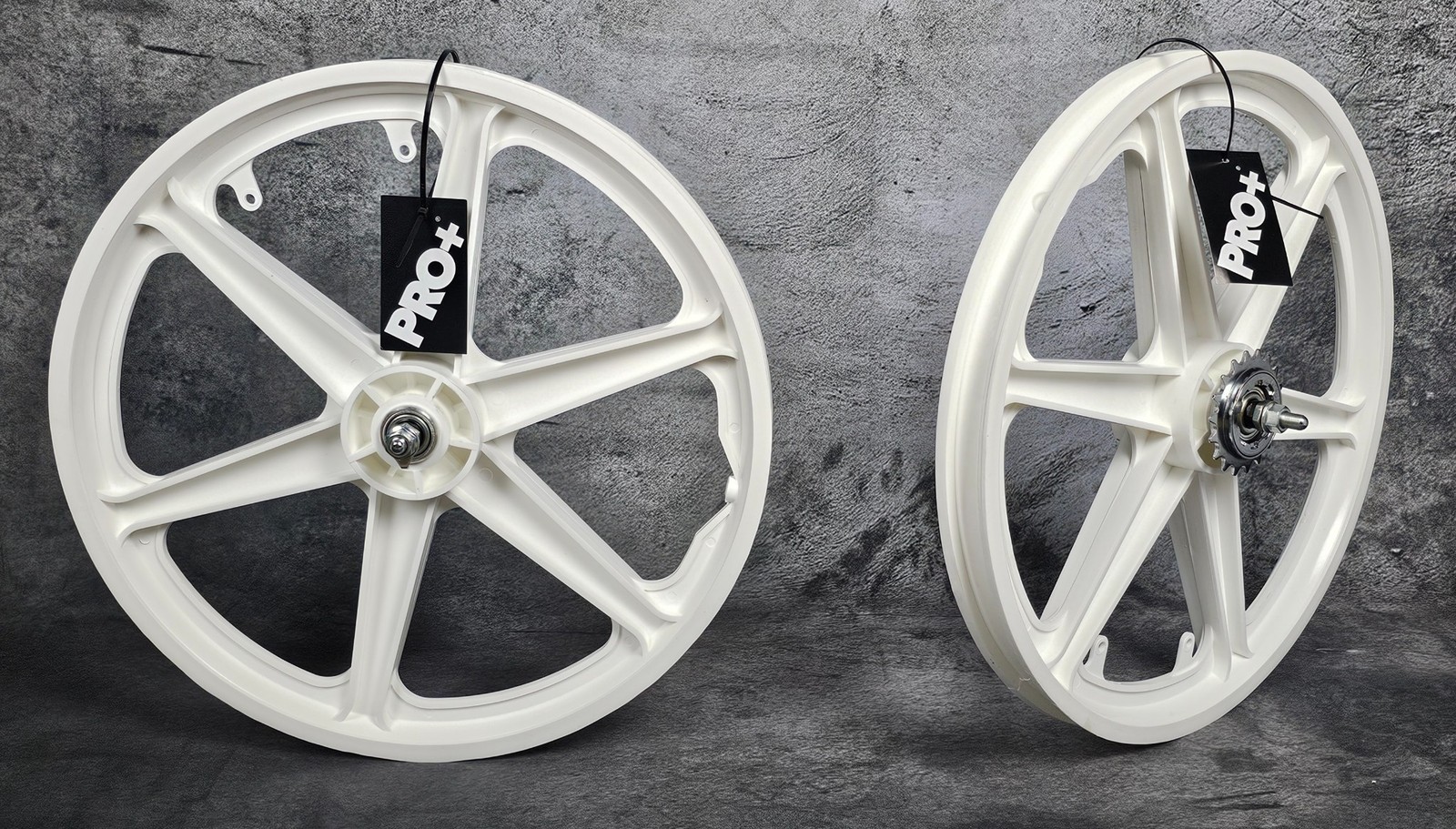 Gt Style Mag Wheels 6 Spoke White For Bmx Bicycles (chrome Cog)