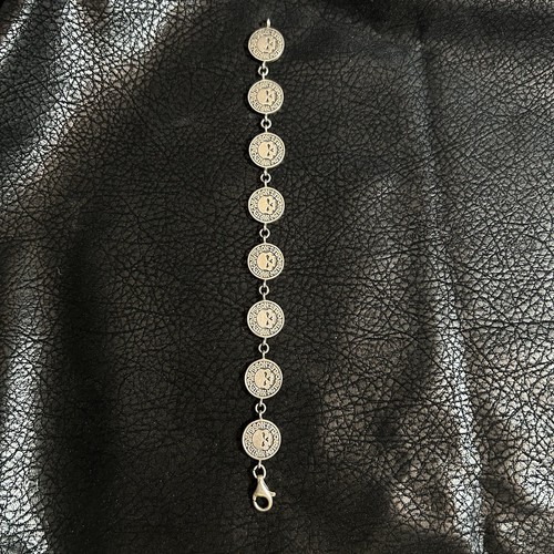 Bracciale vintage Harley Davidson donna argento sterling .925 teschi monete misura 7" - Foto 5 di 7