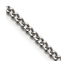 Titanium Polished 3.5mm Curb Chain Necklace 22" for Women 6.86gm