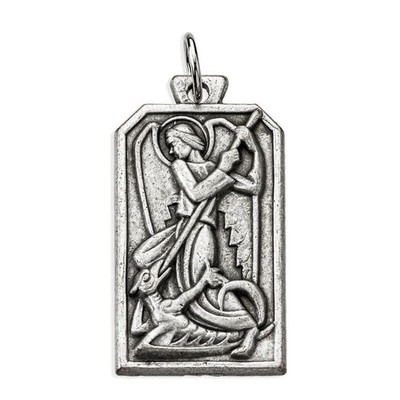 St. Saint Michael the Archange - Pray for Us - Silver Tone Oxidized 1.25 '' Medal