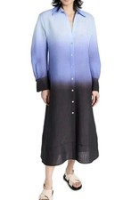 Vince Dip-Dye Blue Ombré Long Sleeve Shirt Dress Size XL