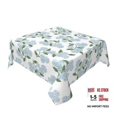 Spring Floral Tablecloth Square 54 54" x 54" Square Blue Hydrangea Floral