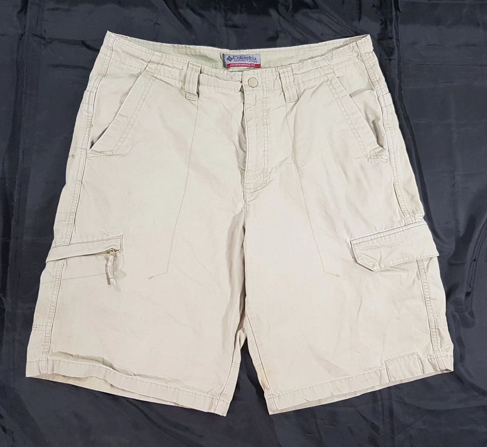 COLUMBIA WAIST W34-36" L11" MENS GREY COTTON CARGO COMBAT SHORTS WALKING HIKING