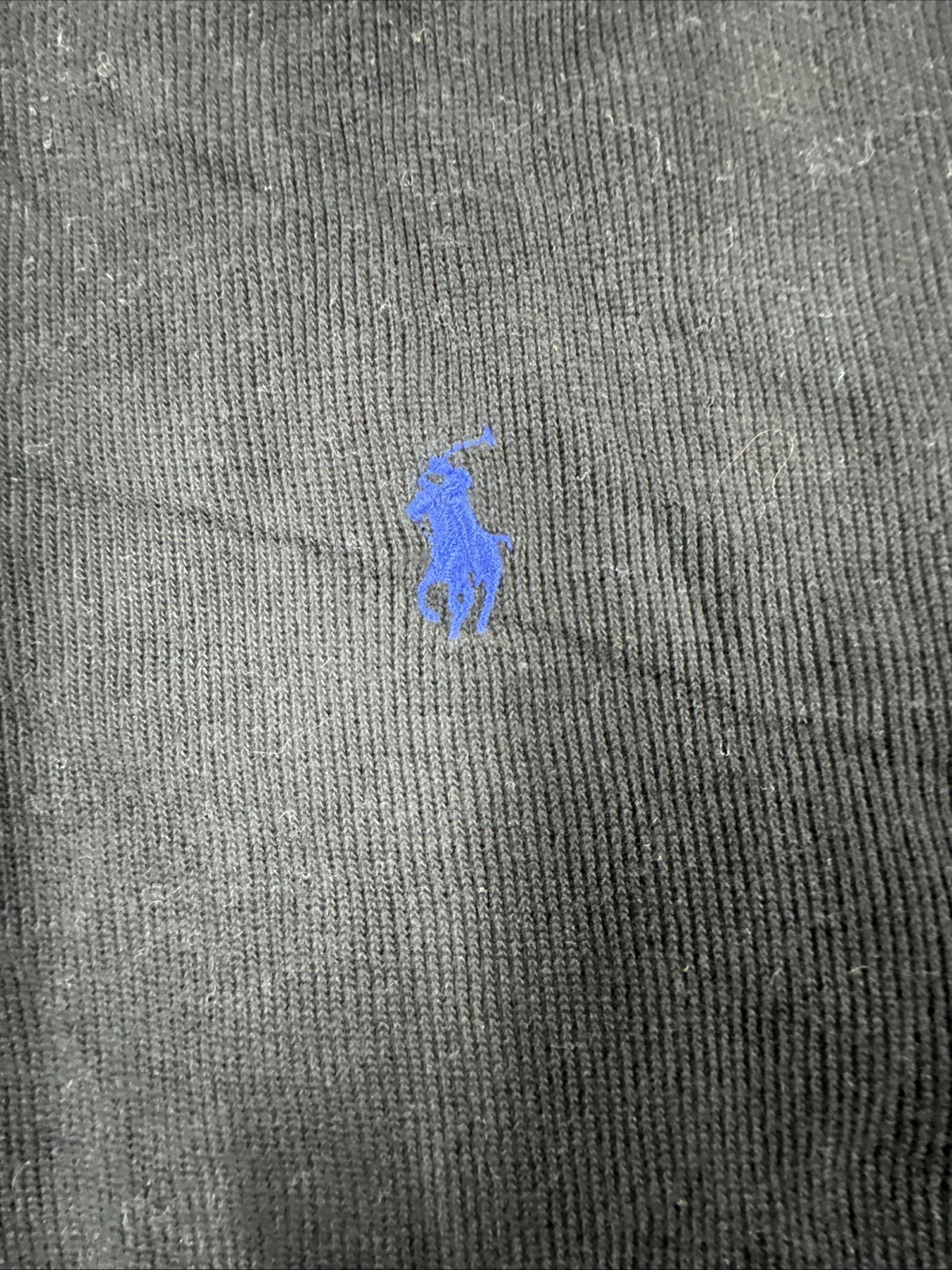 Polo Ralph Lauren finto collo maglione zip intera blu logo pony TAGLIA L nero
