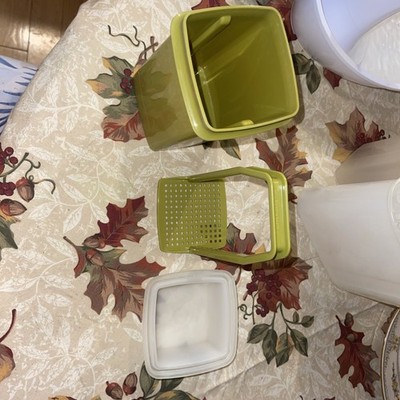 Vintage Tupperware 1330-6 Pic-A-Deli Pickle Keeper Avocado Green w Lifter